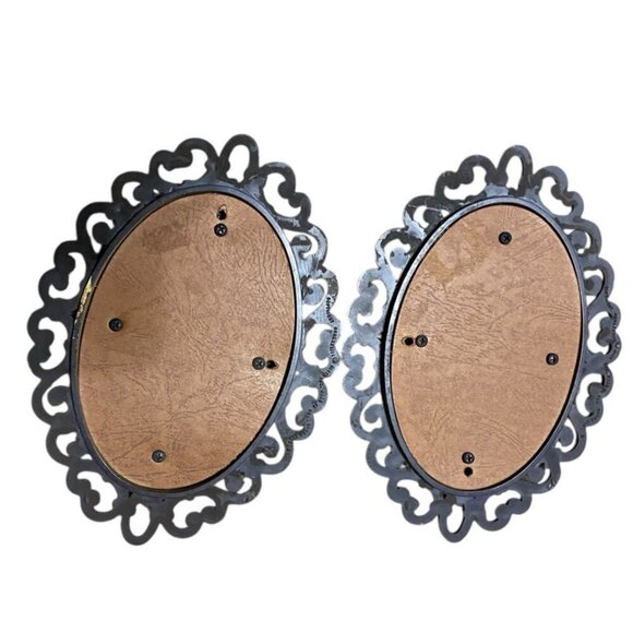 Vintage Set Of 2 Homco Faux Wicker Oval Wall Mirror- Home Interiors 9.5” X 7” - Picture 2 of 3
